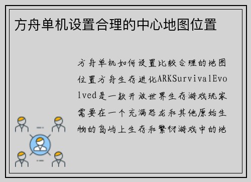 方舟单机设置合理的中心地图位置